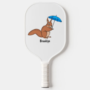 Raquette De Pickleball Écureuil rouge mignon avec dessin animé parapluie