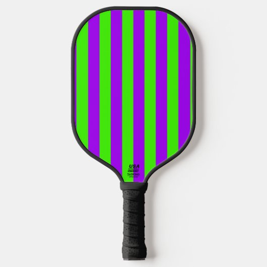 Raquette De Pickleball Électrique Psychédélique violet et arlequin vert (Recto)