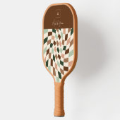 Raquette De Pickleball Élégant À damiers Monogramme personnalisé (Gauche)