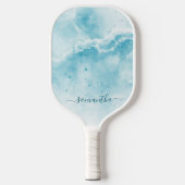 Raquette De Pickleball Elégant Aqua Blue Ocean Coastal Monogramme (Recto)