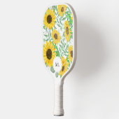 Raquette De Pickleball Élégant aquarelle tournesol Monogramme (Gauche)