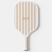 Raquette De Pickleball Élégant Beige Script chic Monogram Preppy (Verso)