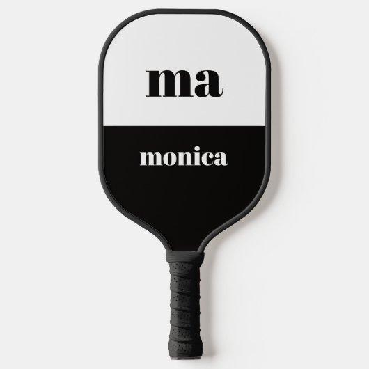 Raquette De Pickleball elegant black &white script monogram initial  (Recto)