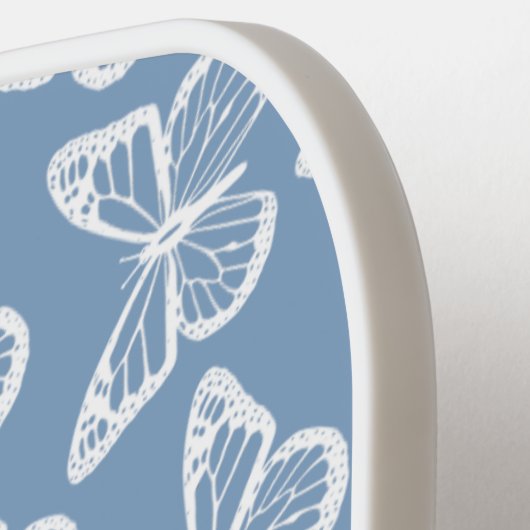 Raquette De Pickleball Élégant Boho Butterfly Powder Blue Ajouter Votre N (Détail gauche)