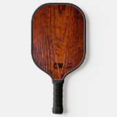 Raquette De Pickleball Élégant bois rustique Monogramme (Verso)