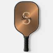 Raquette De Pickleball Élégant bronze métal Monogramme Nom Mens (Verso)