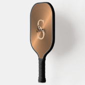 Raquette De Pickleball Élégant bronze métal Monogramme Nom Mens (Gauche)
