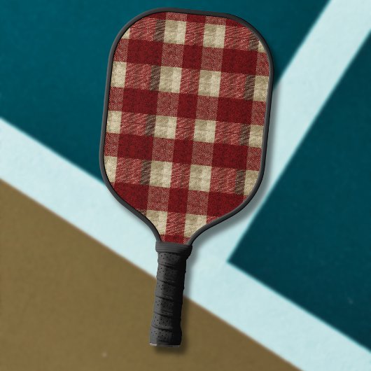 Raquette De Pickleball Elegant Burgundy Ivory Rust Red Plaid Pattern