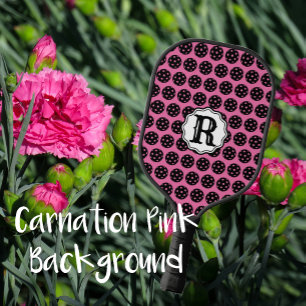 Raquette De Pickleball Élégant carnation rose et noir monogramme