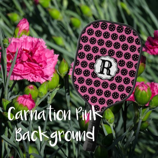 Raquette De Pickleball Élégant carnation rose et noir monogramme
