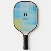 Raquette De Pickleball Élégant Classic Monogramme Blue Prism Verre person (Recto)