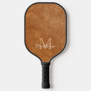 Raquette De Pickleball Elégant Faux Brown Cuir Texture Personnalisée