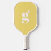 Raquette De Pickleball Élégant Gras Monogramme initial Macaron Jaune (Verso)