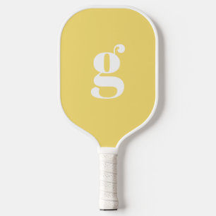 Raquette De Pickleball Élégant Gras Monogramme initial Macaron Jaune