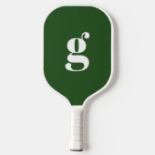 Raquette De Pickleball Élégant Gras Monogramme initial Pine Vert (Verso)