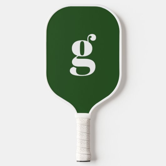 Raquette De Pickleball Élégant Gras Monogramme initial Pine Vert (Recto)