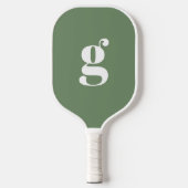 Raquette De Pickleball Élégant Gras Monogramme initial Sage Vert (Recto)