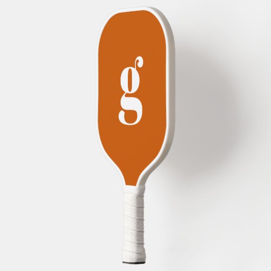 Raquette De Pickleball Élégant Gras Monogrammé Initiale Brûlé Orange (Gauche)