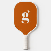 Raquette De Pickleball Élégant Gras Monogrammé Initiale Brûlé Orange (Recto)