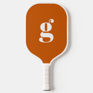Raquette De Pickleball Élégant Gras Monogrammé Initiale Brûlé Orange