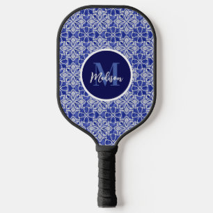 Raquette De Pickleball Élégant gris-gris gris gris initial monogrammé