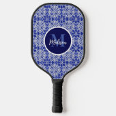 Raquette De Pickleball Élégant gris-gris gris gris initial monogrammé (Verso)