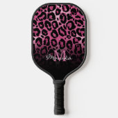Raquette De Pickleball Élégant Léopard de Glam Rose Chaud Personnalisé (Recto)
