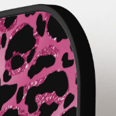 Raquette De Pickleball Élégant Léopard de Glam Rose Chaud Personnalisé (Détail gauche)