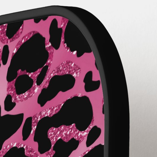 Raquette De Pickleball Élégant Léopard de Glam Rose Chaud Personnalisé (Détail gauche)