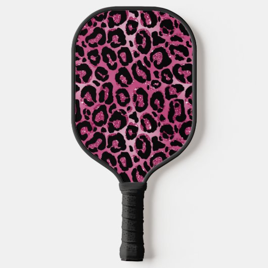 Raquette De Pickleball Élégant Léopard de Glam Rose Chaud Personnalisé (Verso)