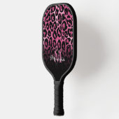 Raquette De Pickleball Élégant Léopard de Glam Rose Chaud Personnalisé (Gauche)