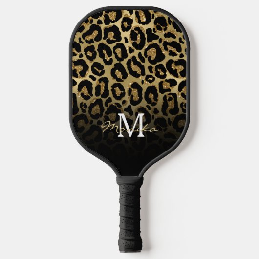 Raquette De Pickleball Élégant léopard doré Personnalisé (Recto)