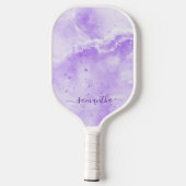 Raquette De Pickleball Élégant marbre violet Nom du lecteur monographique (Verso)