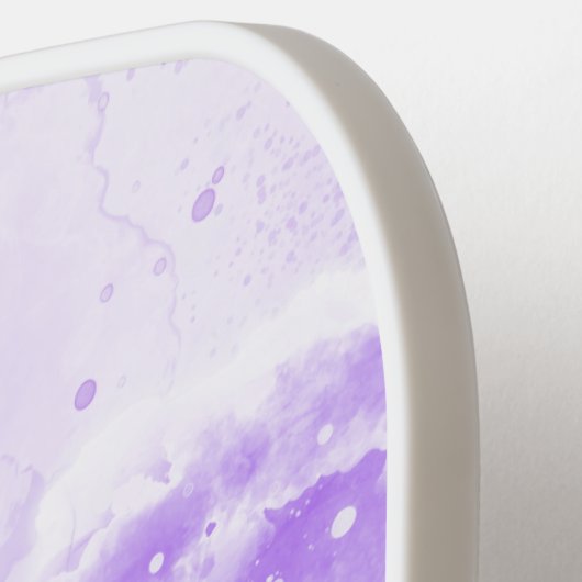 Raquette De Pickleball Élégant marbre violet Nom du lecteur monographique (Détail gauche)