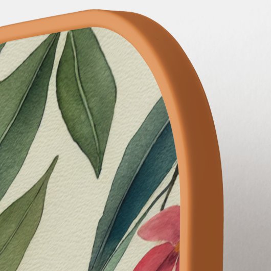 Raquette De Pickleball Élégant monogramme aquarelle Floral (Détail gauche)