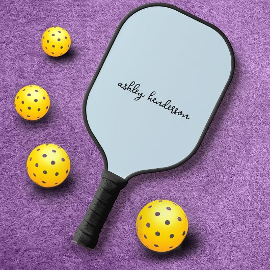 Raquette De Pickleball Élégant Monogramme bleu Nom complet