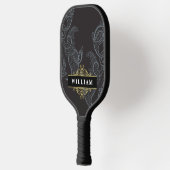 Raquette De Pickleball Élégant Monogramme de marguerite en or noir (Gauche)