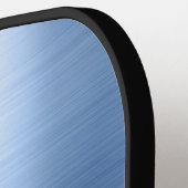 Raquette De Pickleball Élégant Monogramme Faux Bleu Brossé Métallique (Détail gauche)