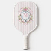 Raquette De Pickleball Élégant monogramme floral (Recto)
