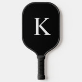 Raquette De Pickleball Élégant monogramme initial noir et gris (Recto)