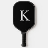 Raquette De Pickleball Élégant monogramme initial noir et gris (Verso)