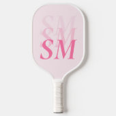 Raquette De Pickleball Élégant Monogramme initial rose moderne (Recto)