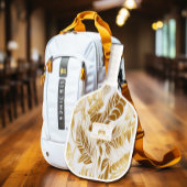 Raquette De Pickleball Élégant Monogramme Monstera or doré