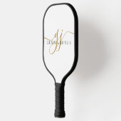 Raquette De Pickleball Élégant Monogramme noir or (Gauche)