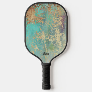 Raquette De Pickleball Élégant Monogramme Or