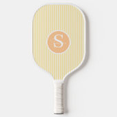 Raquette De Pickleball Élégant Monogramme rayé Bleu Paddle Pickleball (Recto)