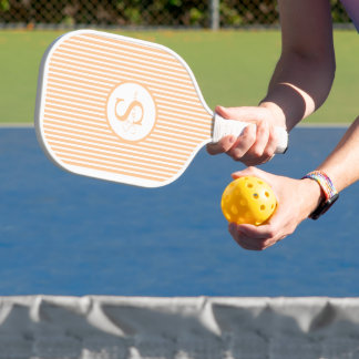 Raquette De Pickleball Élégant Monogramme rayé Bleu Paddle Pickleball