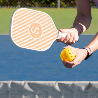 Raquette De Pickleball Élégant Monogramme rayé Bleu Paddle Pickleball