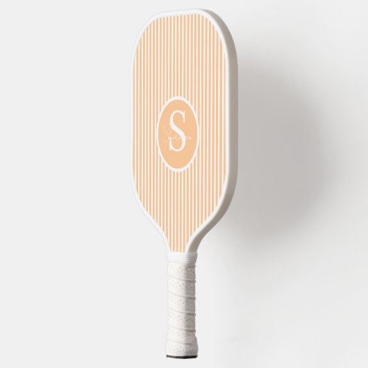 Raquette De Pickleball Élégant Monogramme rayé Bleu Paddle Pickleball (Gauche)