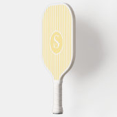 Raquette De Pickleball Élégant Monogramme rayé Bleu Paddle Pickleball (Gauche)